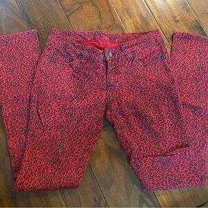 Red Leopard Print Jeans Sz 1-2 $10